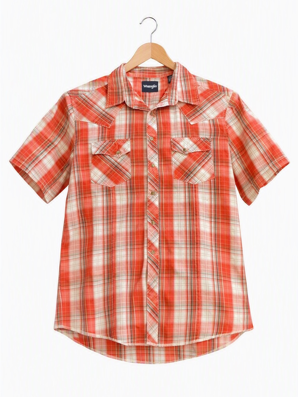 Wrangler Rust Red Multi-Plaid Western Shirt